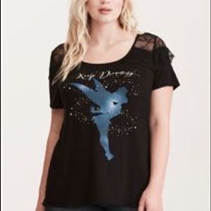 Disney Tinkerbell Keep Dreaming Lace Inset Tee EUC